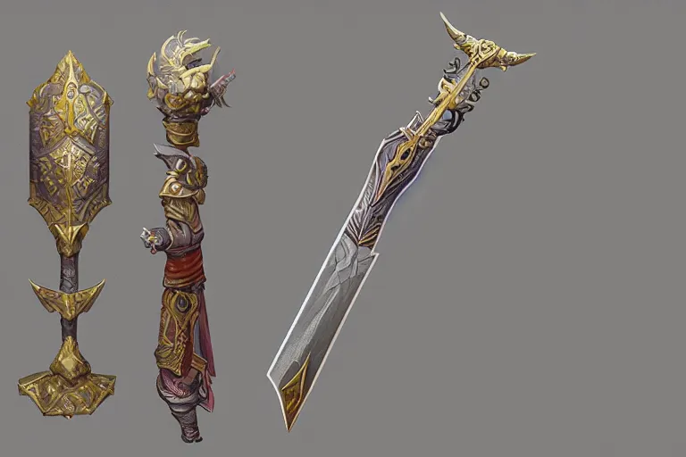 Image similar to magical artifact, sword, intricate, artstation, dramatic lighting