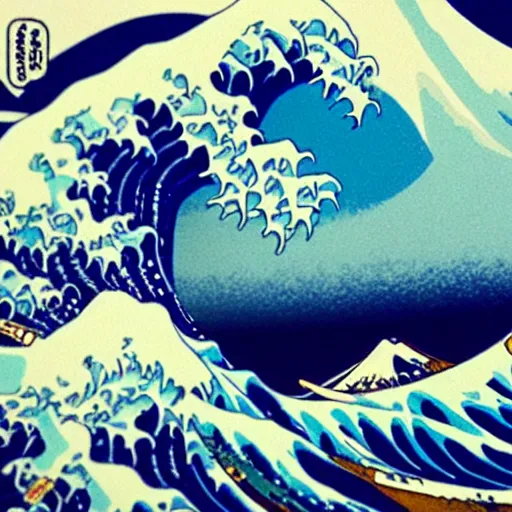 Prompt: great wave off kanagawa, in claymation style