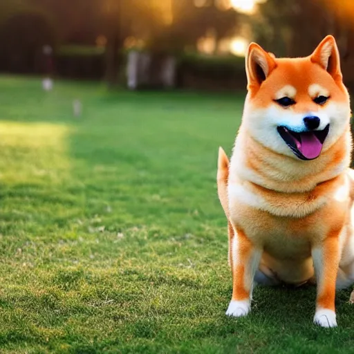 Image similar to photo of a real life ssj2 shiba inu shooting a kamehameha