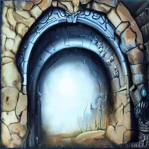 Image similar to realistic painting of a portal highly detailed trending on art station