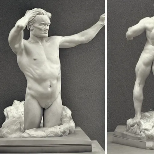 Image similar to conan o'brien and andy richter, by auguste rodin, marble