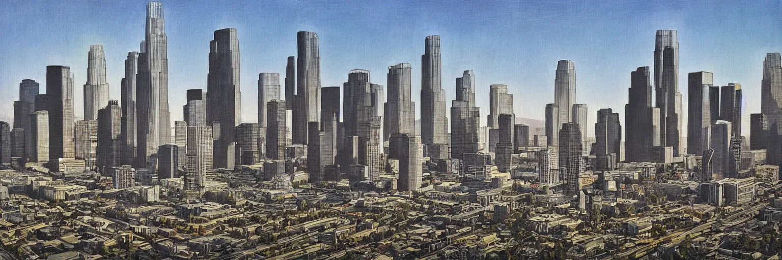 Prompt: “ landscape of downtown la by h. r. giger ”