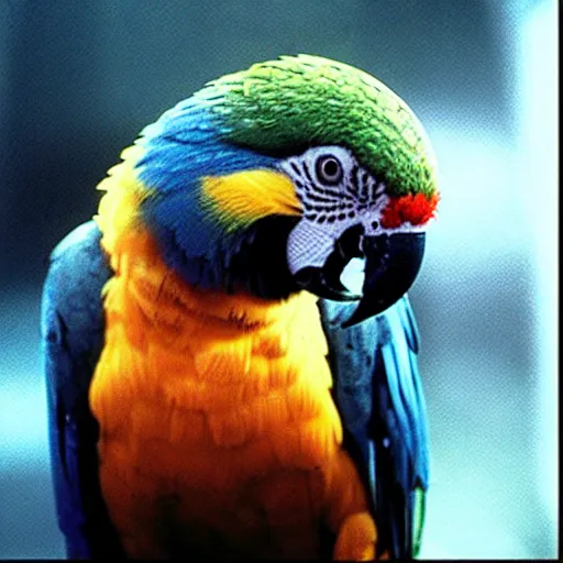 Prompt: Parrot eating a cracker, still from the movie Blade Runner (1982)