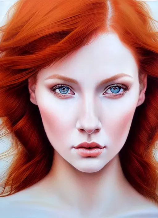 Image similar to portrait photo of a gorgeous young redhead woman with intricate eyes drawn by Emilio villalba and adrian gottlieb, in the style of stefan kostic, realistic, sharp focus, 8k high definition, insanely detailed, intricate, elegant, art by stanley lau and artgerm