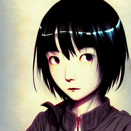 Image similar to lain iwakura, serial experiments : lain. highly detailed, digital painting, artstation, concept art, illustration, by ken saito, lya pilnev, siwoo kim, christophe young, anna podedworna, yin zhen chu