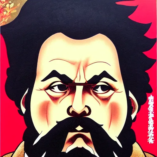 Prompt: beautiful amazing anime portrait painting of karl marx. by koyoharu gotouge, kohei horikoshi, tatsuya endo, satoshi kon