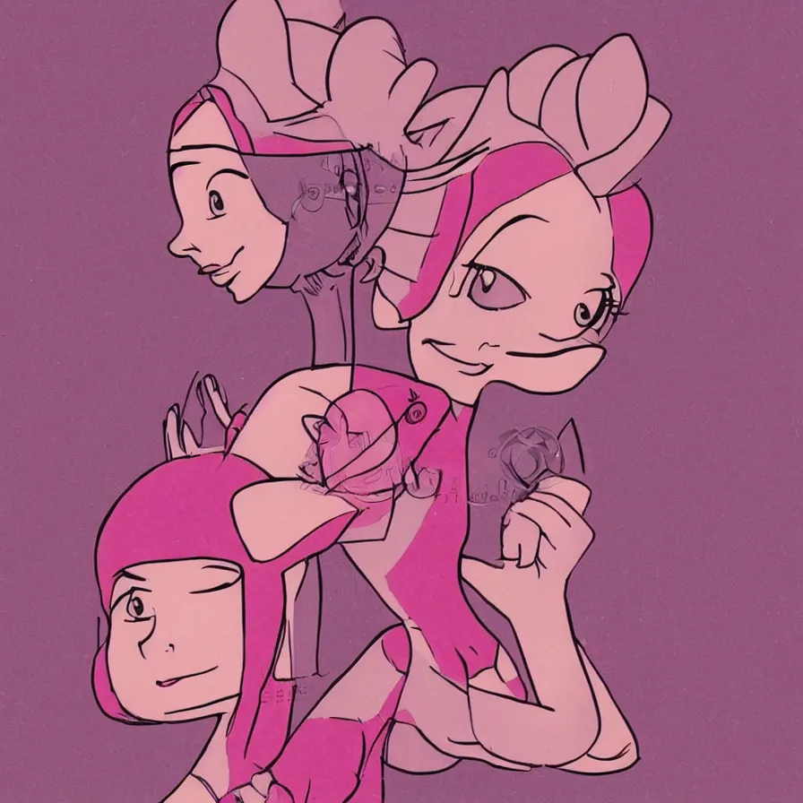 beautiful pink little alien girl, profile pic, cartoon, Stable Diffusion