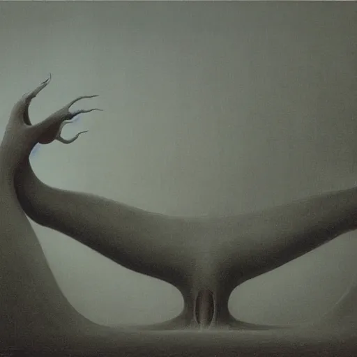Prompt: Zdzisław Beksiński painting of the creature known as The Conklefloog