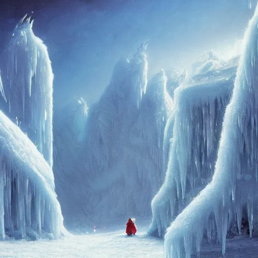 Prompt: hd wallpaper of ice castles in the north pole, trending on artstationhq, artwork by artgerm, artwork by bob eggleton