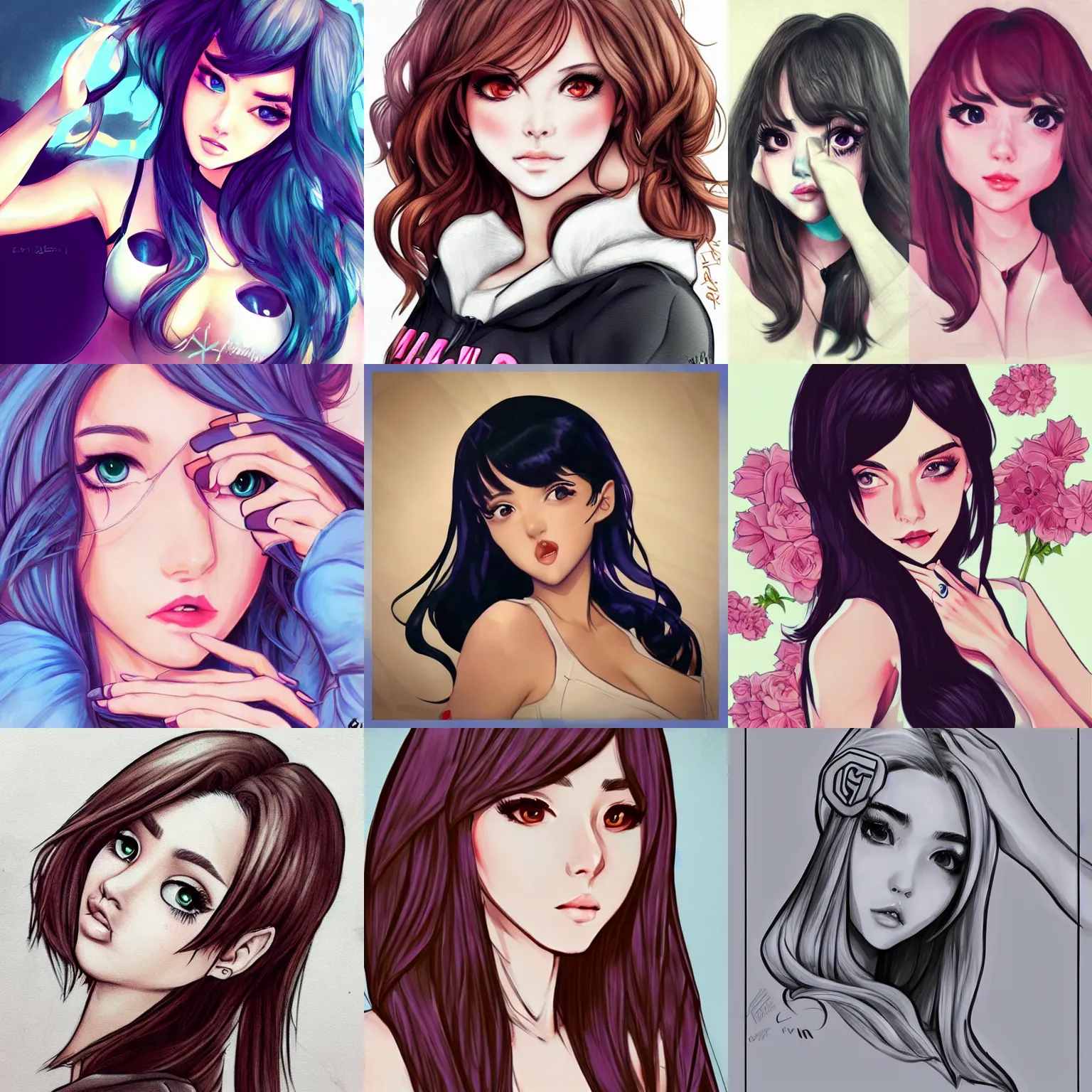 Prompt: e-girl drawn in the style of artgerm