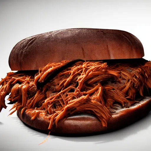 Prompt: monster that looks like a pulled pork sandwich, bbq sauce splashes, dark lighting, moonlight, horror, scary, hyper-realistic