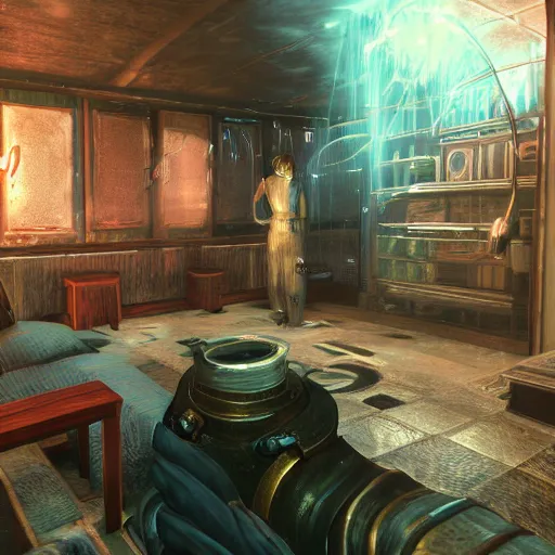 Image similar to nice comfy house bioshock