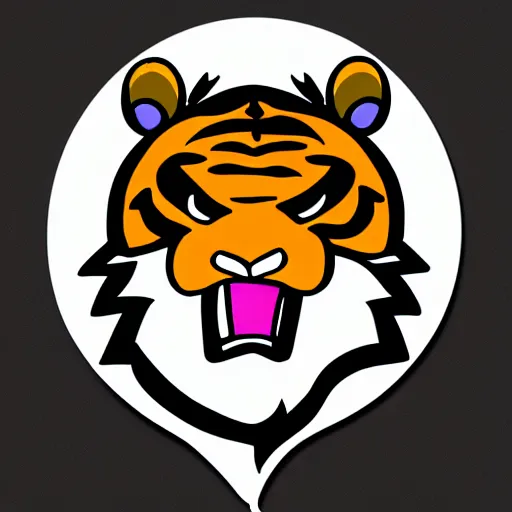 Image similar to sticker angry tiger in cartoon style