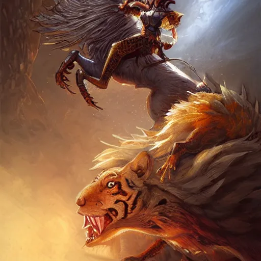 Squirrel knight riding tiger, magic the gathering | Stable Diffusion ...