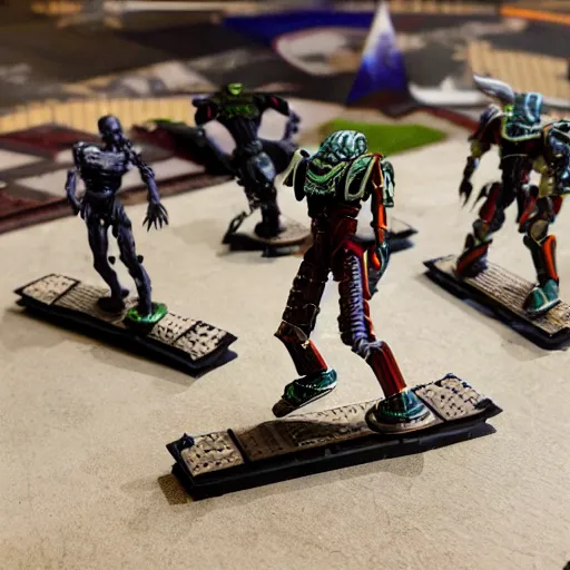 Prompt: necron doing a kickflip as others look on in awe