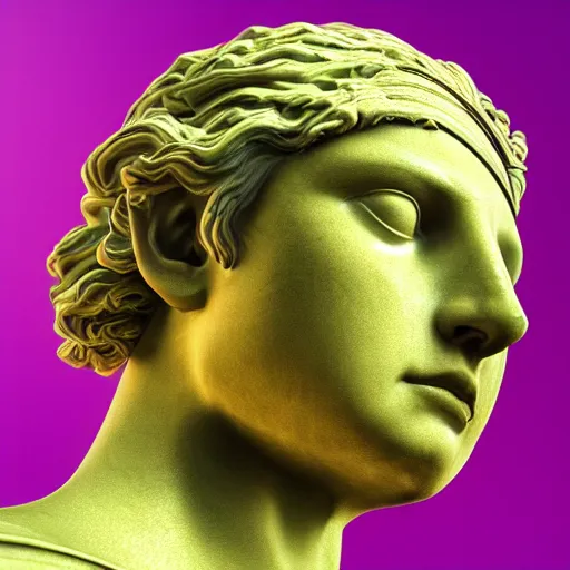 Image similar to a renaissance statue on a neon ring background, ray tracing, 3 d render, 8 k resolution, shar focus, hyper detailed, hyper realistic