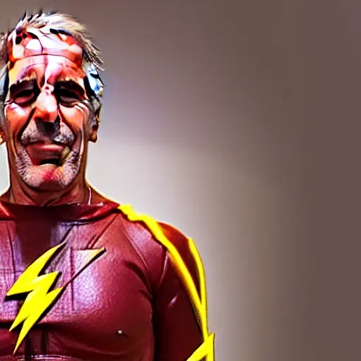 Image similar to jeffrey epstein as the flash, 8 k