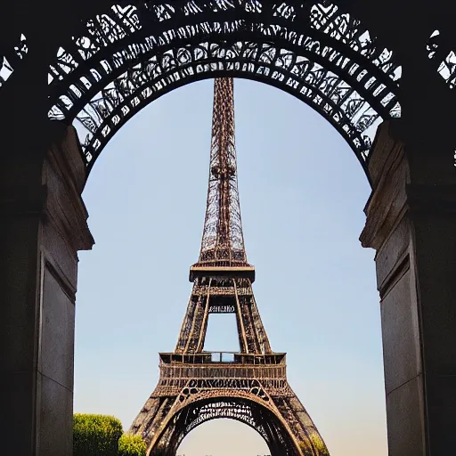 Prompt: eiffel tower constructed out of white marble, beautiful, stunning, coherent, landscape photo, realistic