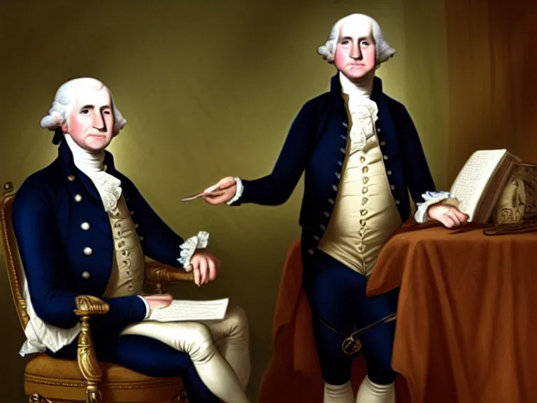 Image similar to George Washington being interviewed by Conan O’Brian; Late Night with Conan O’Brian