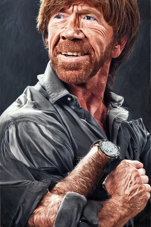 Image similar to Chuck Norris in a Tutu oil on canvas, intricate, portrait, 8k highly professionally detailed, HDR, CGsociety
