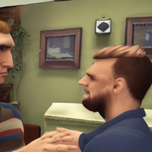 Prompt: jerma meeting Vinesauce vinny