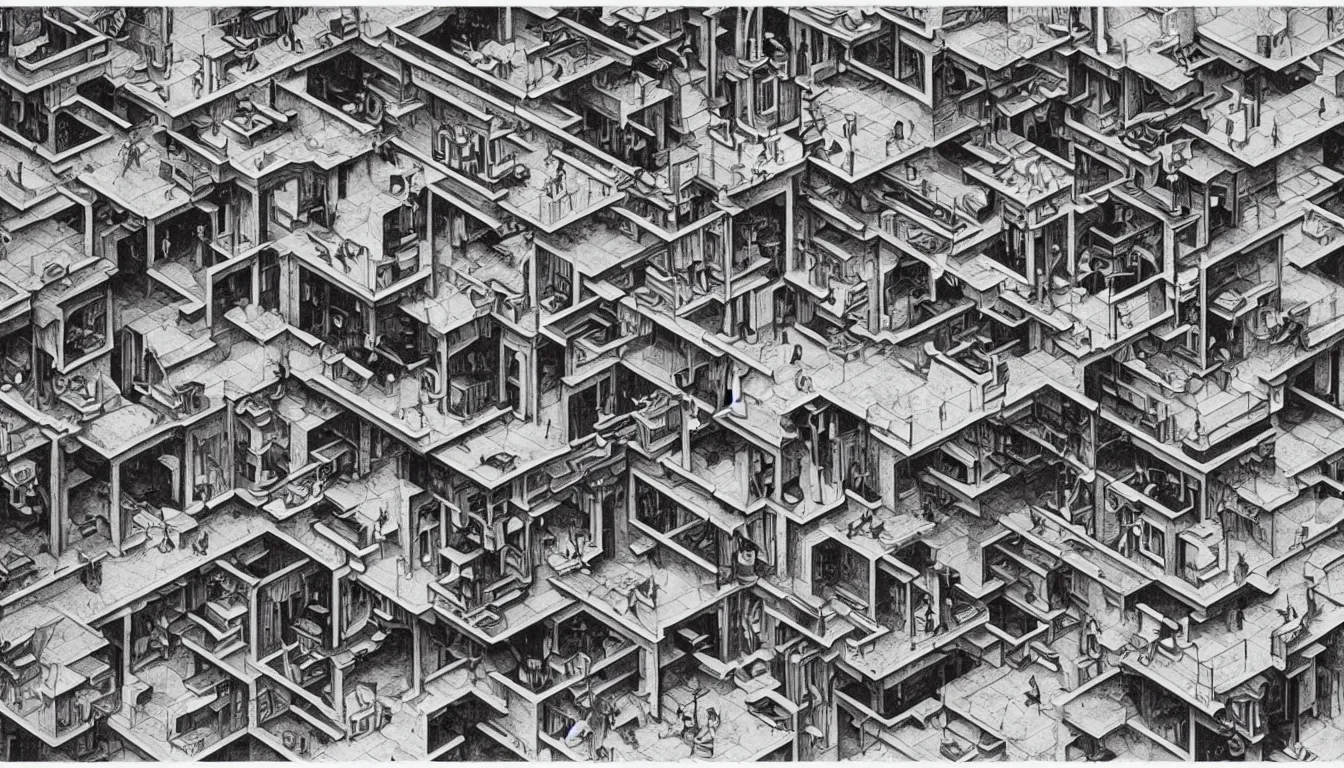 Prompt: m c escher impossible architecture