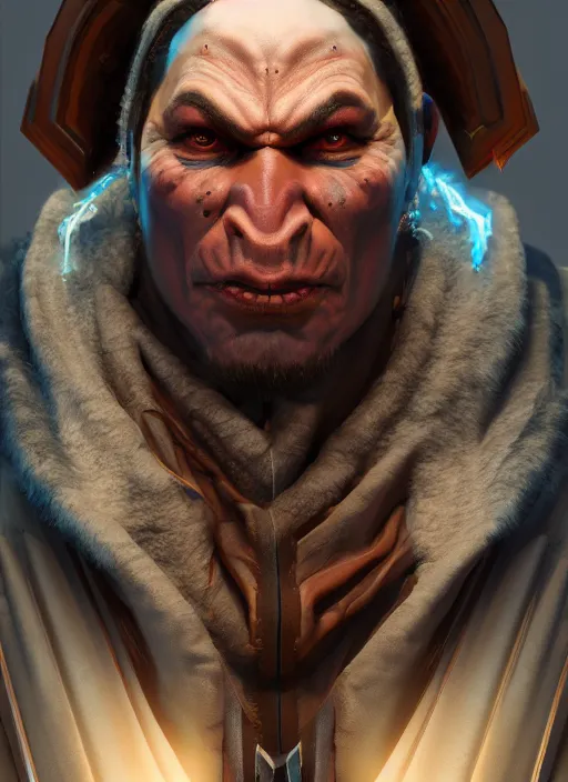 Prompt: A comic book style portrait painting of an orc mage sorcerer cleric, unreal 5, DAZ, octane render, hypercomplex, ambient light, dynamic lighting, nvidia, vray