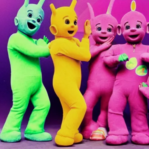 Image similar to Teletubbies with dwarfism acidwave