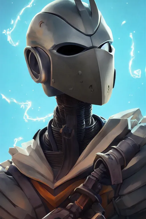 Image similar to epic mask helmet robot ninja portrait stylized as fornite style game design fanart by concept artist gervasio canda, behance hd by jesper ejsing, by rhads, makoto shinkai and lois van baarle, ilya kuvshinov, rossdraws global illumination radiating a glowing aura global illumination ray tracing hdr render in unreal engine 5