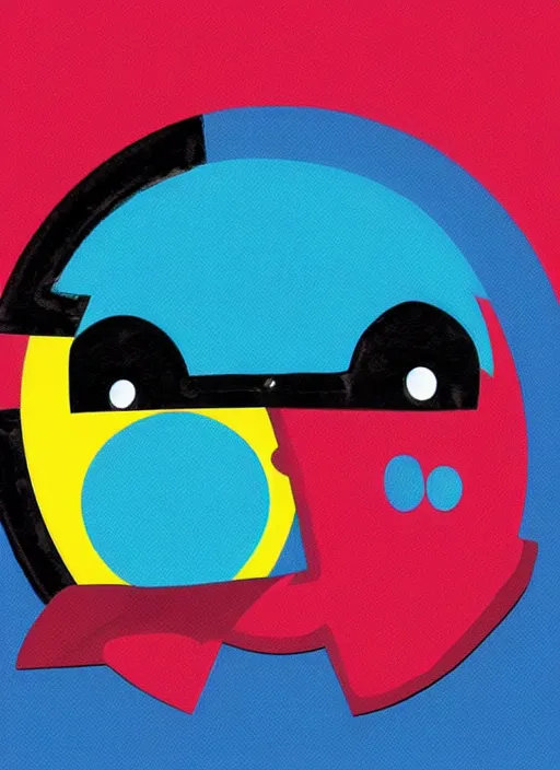 Prompt: shallow pacman looking man in the style of josh post, crybaby music, mom said, a brand new sport with strange utensils