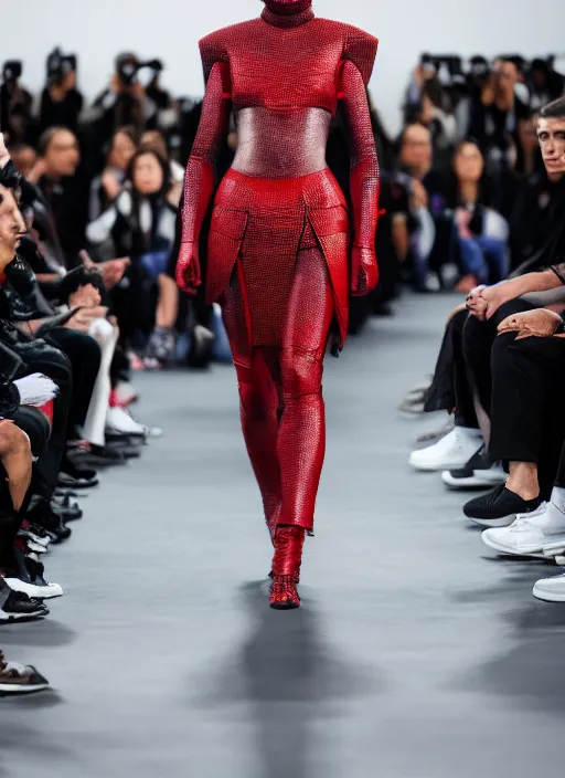 Image similar to hyperrealistic and heavy detailed balenciaga runway show of mortal kombat, leica sl 2 5 0 mm, vivid color, high quality, high textured, real life