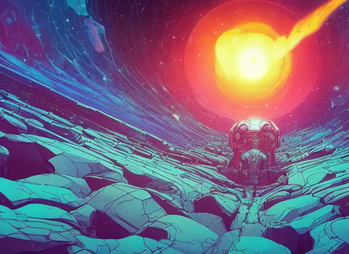 Image similar to inside the empty nebula, wide view of the vast space. sharp focus, cinematic pose, cinematic lighting, unreal engine render. art by josan gonzales and moebius and deathburger.