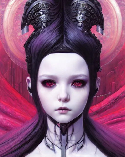 Image similar to portrait of beautiful cute young goth maiden girl with short white hairs in warhammer armor, art by ( ( ( kuvshinov ilya ) ) ) and wayne barlowe and gustav klimt and artgerm and wlop