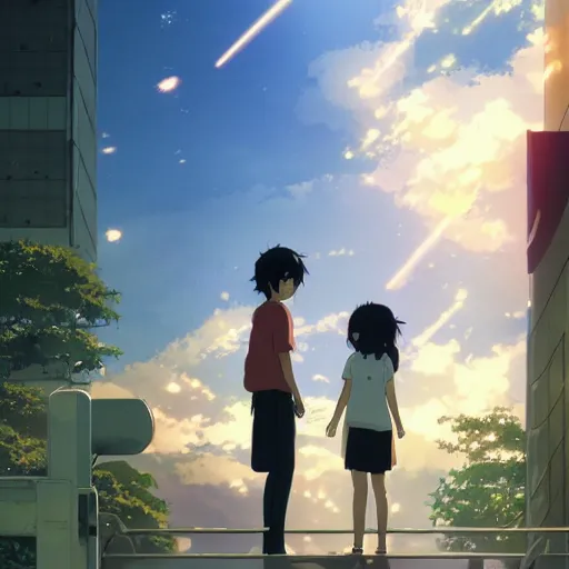 HD wallpaper: two female and male anime characters, Your Name., Kimi No Na  Wa.