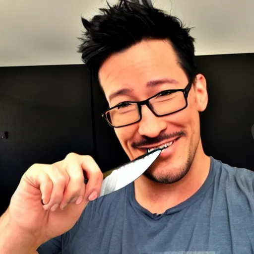 Image similar to markiplier with a knife