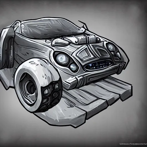 Prompt: car engine, car parts concept, Hearthstone card, realistic style