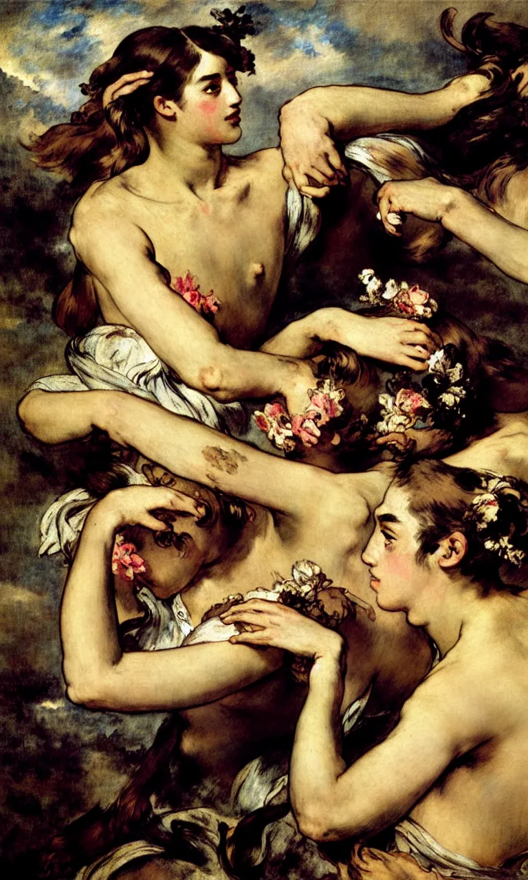 Image similar to fragrance advertising campaign by eugene delacroix, highly detailed, intricate