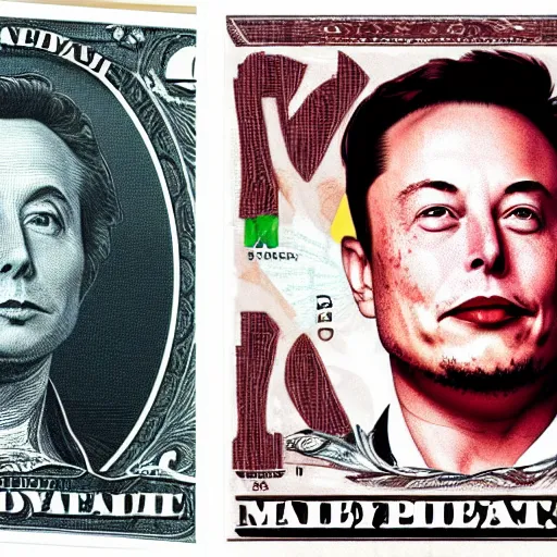 Image similar to Elon musk on the Mars Dollar bill