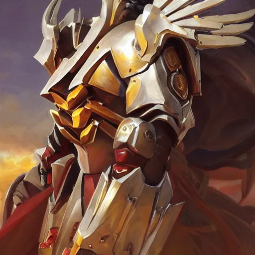 Prompt: greg manchess portrait painting of armored sanguinius with huge wings as overwatch character, medium shot, asymmetrical, profile picture, organic painting, sunny day, matte painting, bold shapes, hard edges, street art, trending on artstation, by huang guangjian and gil elvgren and sachin teng