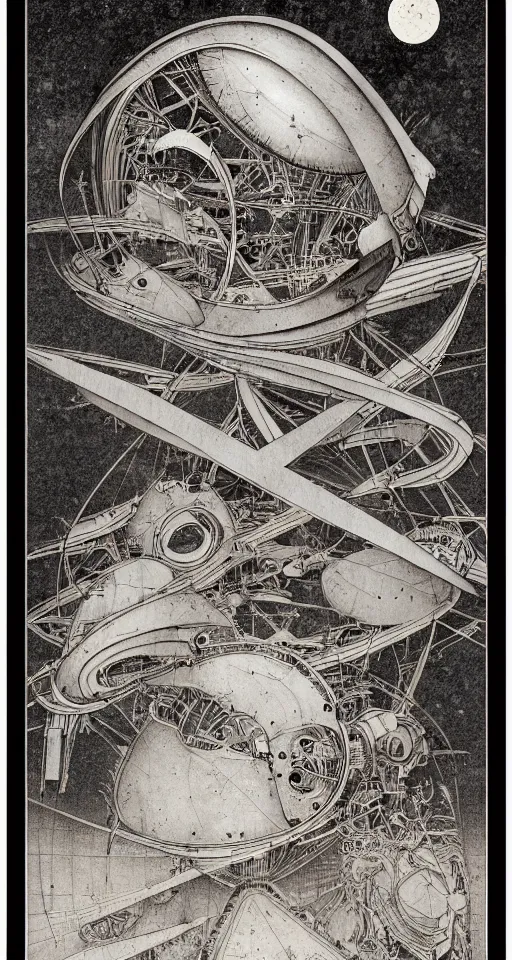 Image similar to a full page cad drawing by leonardo da vinci of a man moon, robotic eye, deconstructed, exploded view, flat, ink on paper, scientific, highly detailed labeling, measurements, schematics, super smooth lines, clean edges, smooth details, 8 k uhd, peter mohrbacher, moebius