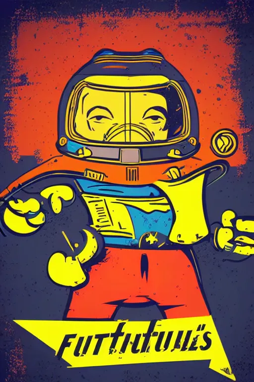 Image similar to fallout 7 6 retro futurist illustration art by butcher billy, sticker, colorful, illustration, highly detailed, simple, smooth and clean vector curves, no jagged lines, vector art, smooth andy warhol style