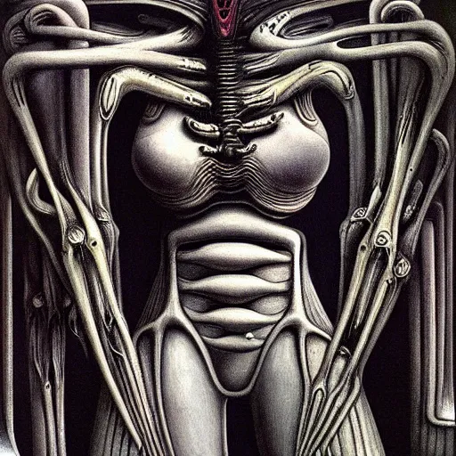 Image similar to Artwork by H. R Giger