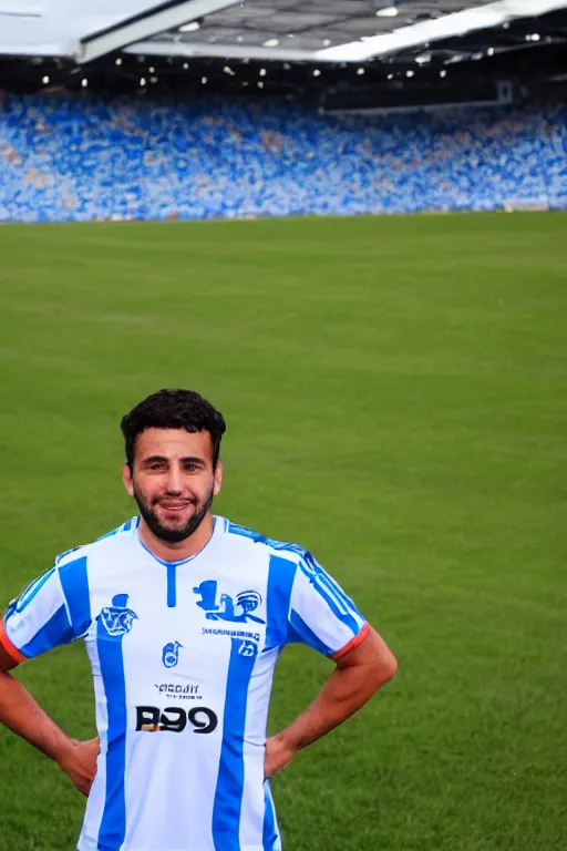 Prompt: jason borgia wearing a racing club de avellaneda shirt