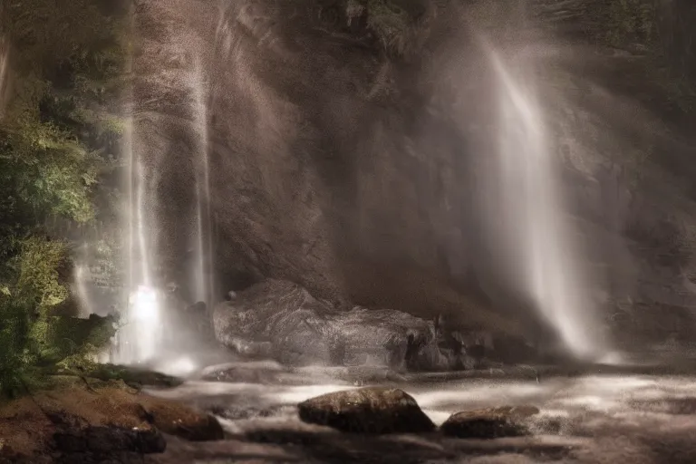 Image similar to A waterfall that is made up of stars. Cinematic lighting. Photorealism.