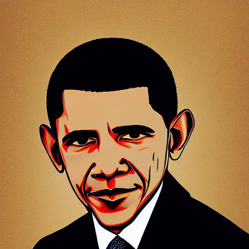 Prompt: Obama portrait by Kazuki Takahashi