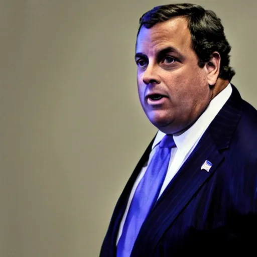 Image similar to chris christie transforming into a blueberry. ap photo. bizarre, surreal.