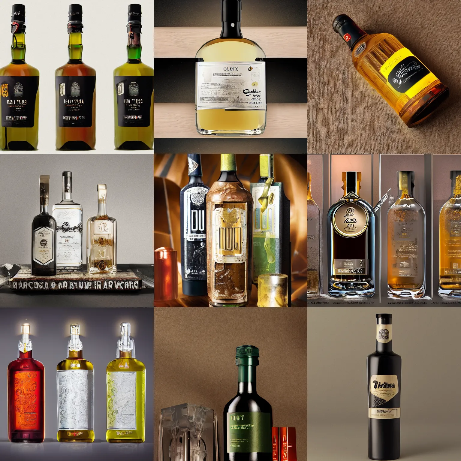 Prompt: a bottle of liqueur with modern design, studio lighting, product shot, thedieline, behance, packaging award