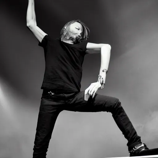 Image similar to Thom Yorke doing the splits