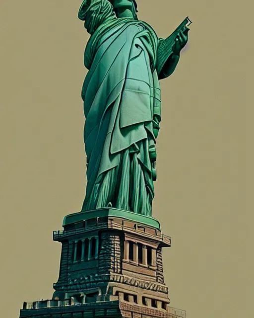 Image similar to the statue of liberty as beautiful real woman hyper realistic face, beautiful eyes, fantasy art, in the style of greg rutkowski, intricate, hyper detailed, smooth