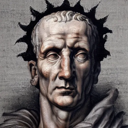 Image similar to A 17th century Baroque Painting of Julius Caesar, portrait of Julius Caesar, grainy, realistic, very realistic, hyperrealistic, highly detailed, very detailed, extremely detailed, very neat, very epic, very cool, detailed, trending on artstation